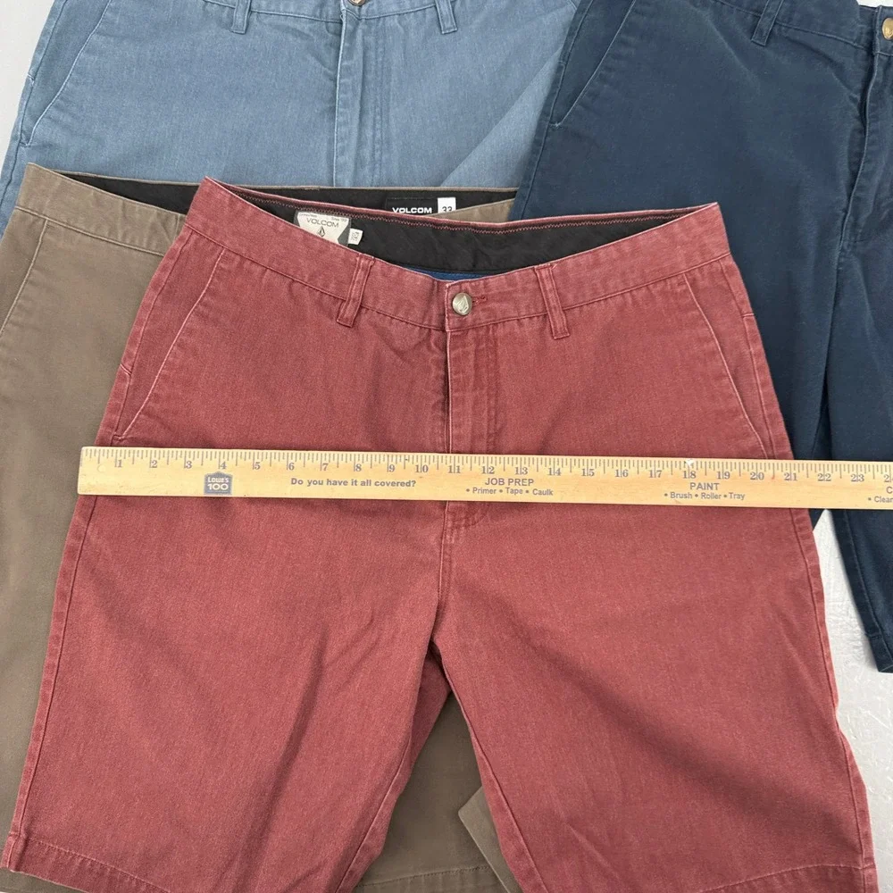 Volcom Mens Frickin Modern Fit Chino Shorts Bundle 4 Pairs Navy Khaki Red 33 - Picture 14 of 16